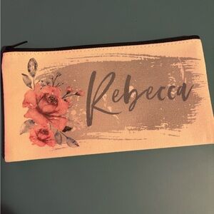 REBECCA New Handmade Pink Floral Canvas Cosmetic Bag